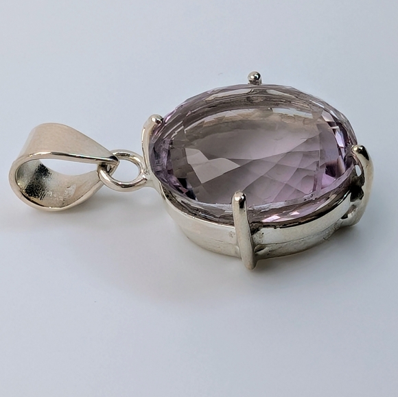 Natural Pink Amethyst Pendant S925 Sterling Silver Pendant - Picture 6 of 11